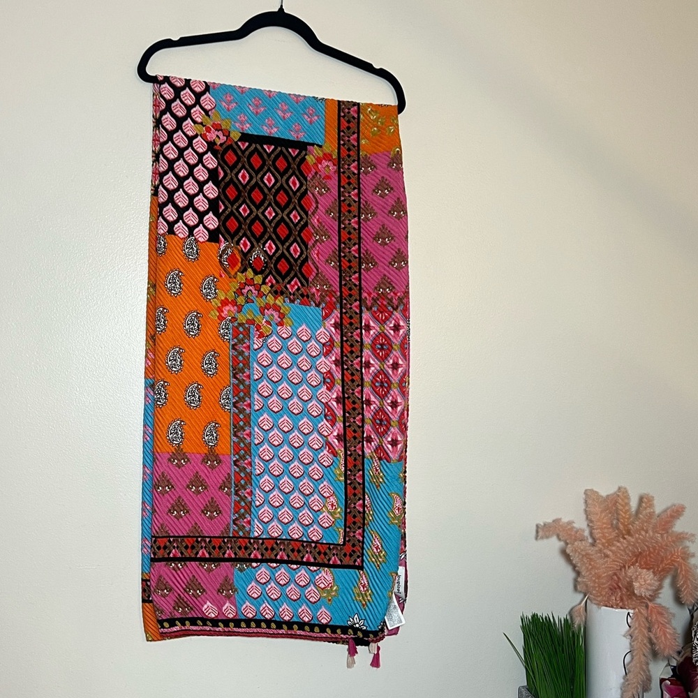 Desigual Multi Color Patchwork Pleated Foulard Sc… - image 4